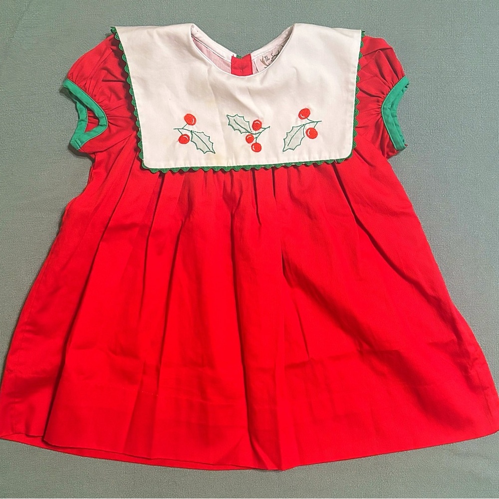 The Smocking Place Holly Embroidered Christmas Dress